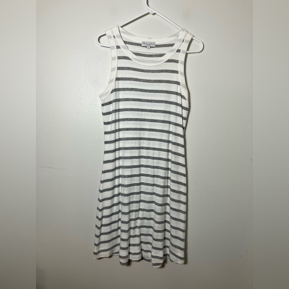 michael stars anthropologie Tank Dress Striped‎ Cotton Blend White Knee Length M
